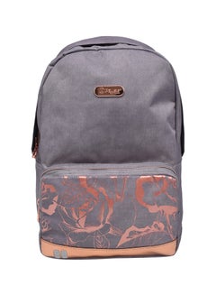PAUSE Solid Pattern Zipper Closure Backpack Grey  - Image 1