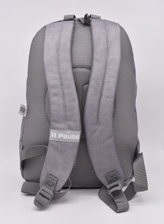 PAUSE Solid Pattern Zipper Closure Backpack Grey  - Image 2