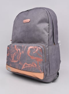 PAUSE Solid Pattern Zipper Closure Backpack Grey  - Image 4