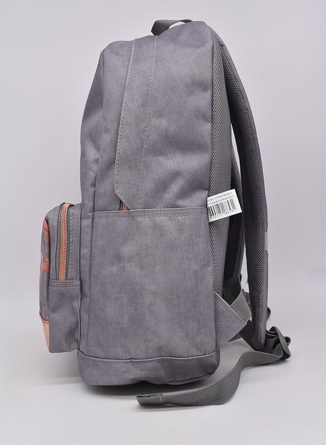 PAUSE - Solid Pattern Zipper Closure Backpack Grey - Image 1