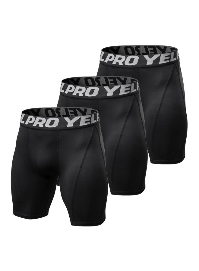 LIXADA - 3-Piece Compression Shorts Set Black - Image 1