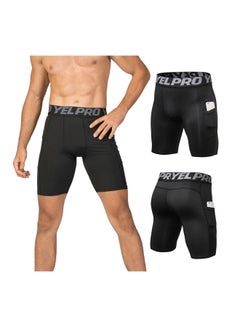 LIXADA 3 Pack Of Compression Pocket Shorts White/Grey/Black  - Image 5
