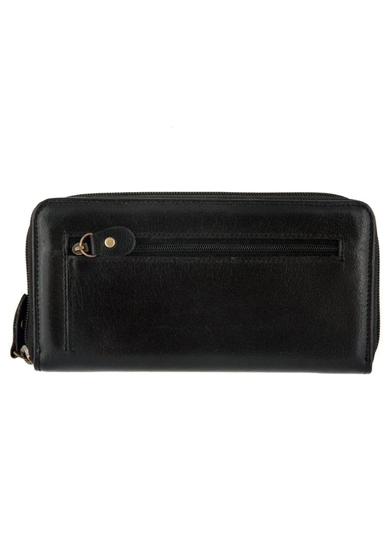 Alfa Leather Co. Zip Around Wallet Black  - Image 1