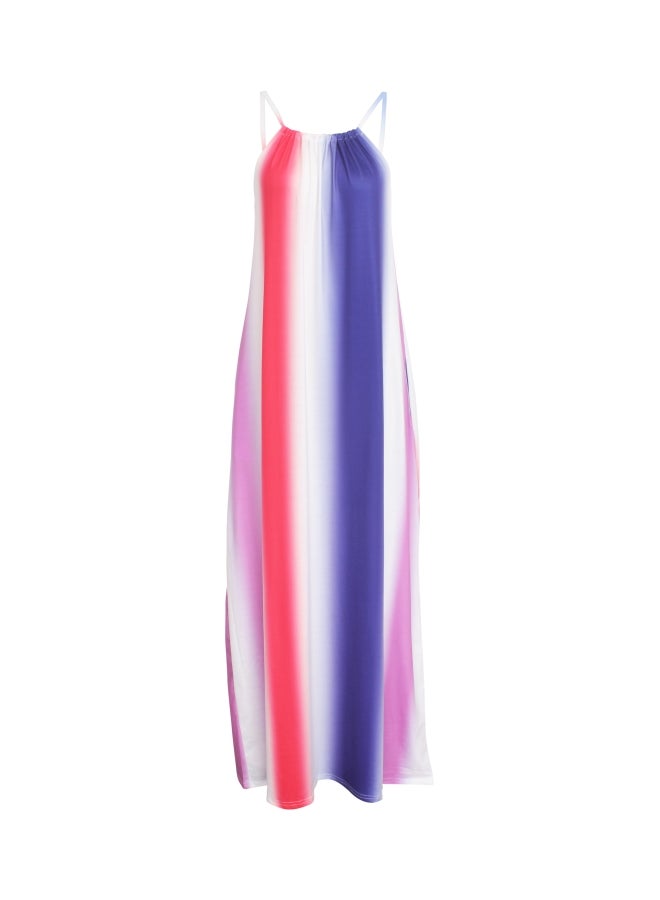 Halter Strap Maxi Dress Purple/Blue/White  - Image 1