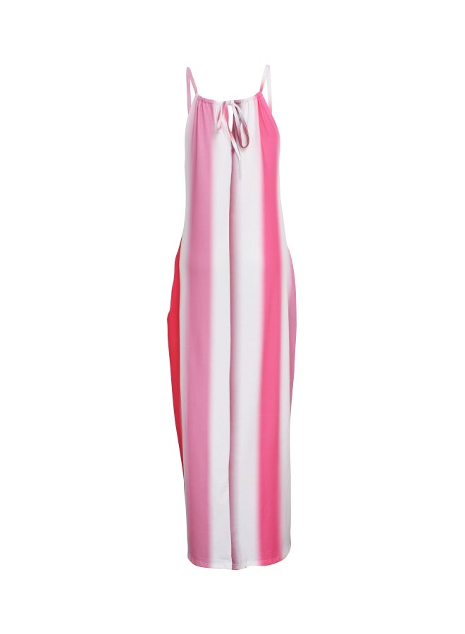 Halter Strap Maxi Dress Wine Red/White  - Image 2