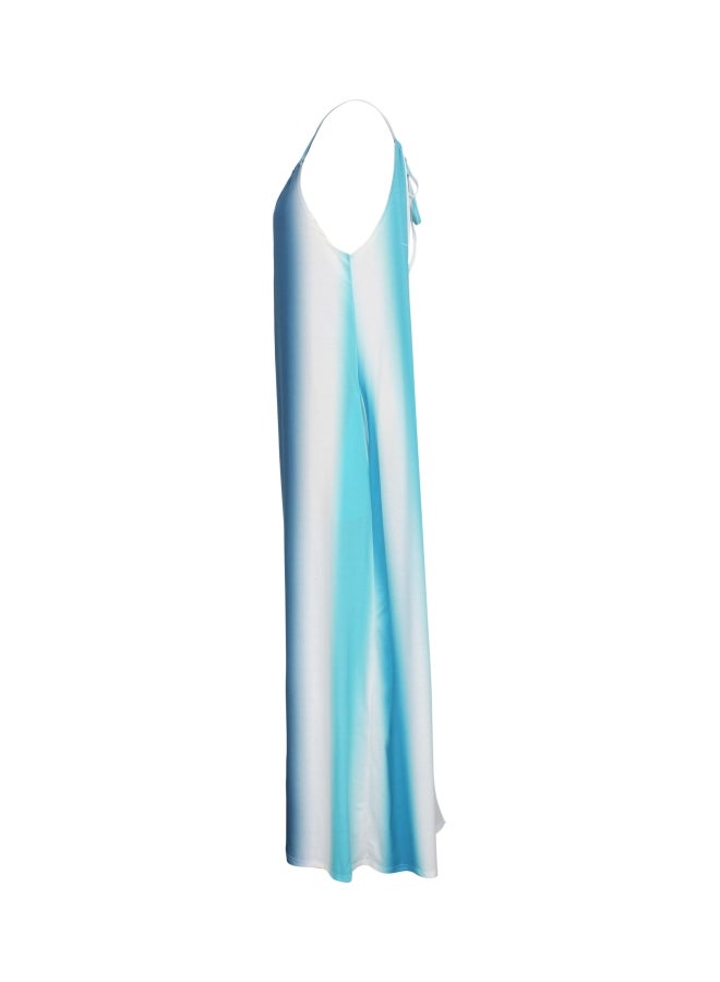 Halter Strap Maxi Dress Dark Green/Blue/White  - Image 3
