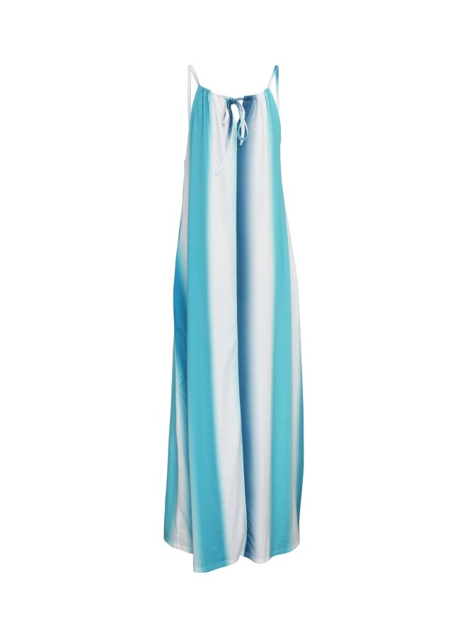 Halter Strap Maxi Dress Dark Green/Blue/White  - Image 2