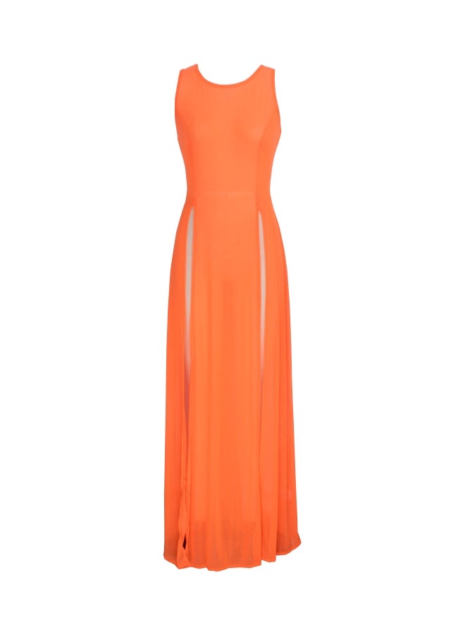 Polyester Mesh Beach Dress Orange - Image 1