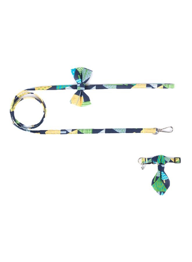 Cloth Art Dog Collar With Belt Blue/Yellow/Green - Image 1