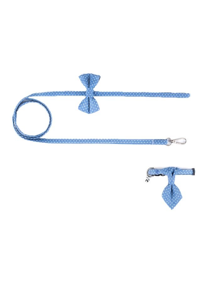 طوق فني من القماش للكلب مزود بحزام أزرق/ أبيض - Image 1