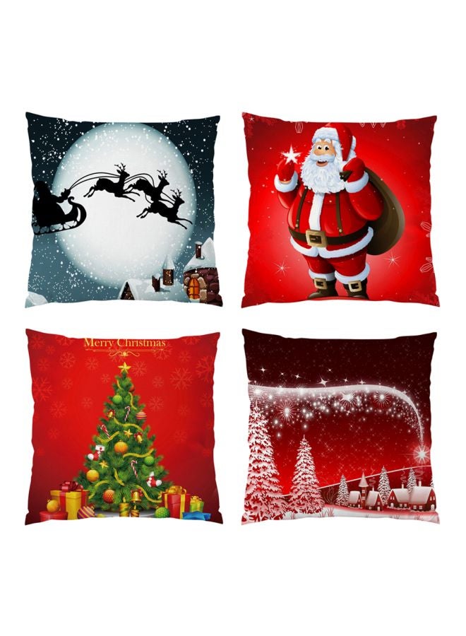 4-Piece Christmas Theme Cushion Cover Set Multicolour 45x45centimeter