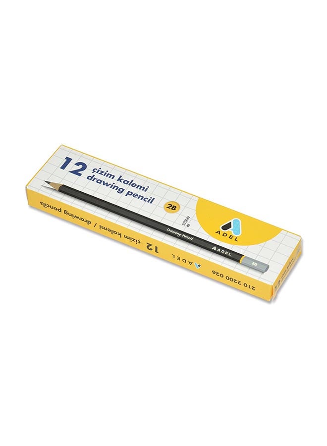 Adel 12-Piece 2B Drawing Pencils Multicolour  - Image 2