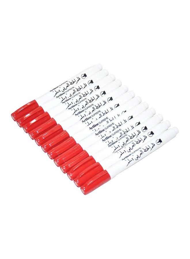 آرت لاين مجموعة أقلام زخرفة الخطوط ممتازة من 12 قطعة أحمر - Image 1