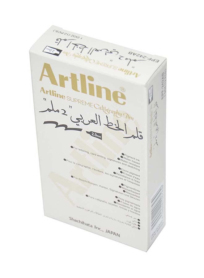 Artline 12-Piece Supreme Calligraphy Pen Black  - Image 3