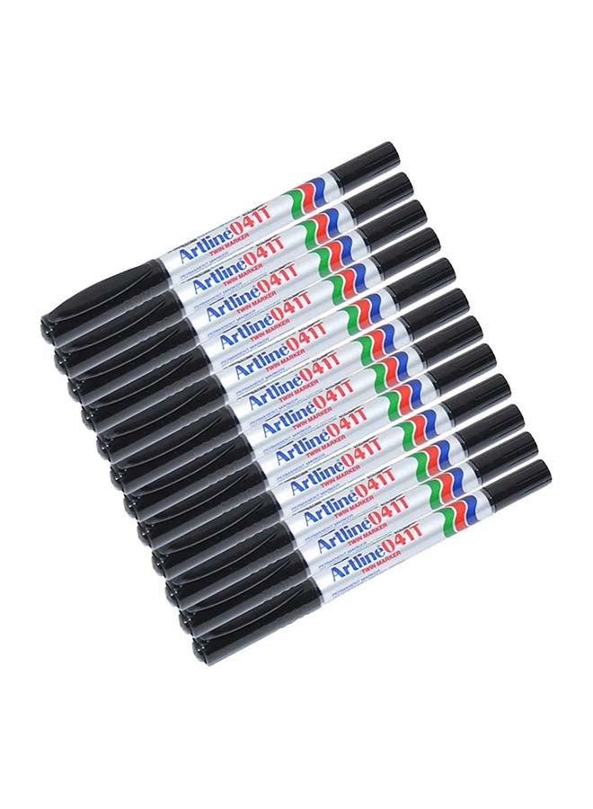 Artline 12-Piece 2 In 1 Permanent Marker Black - Image 1