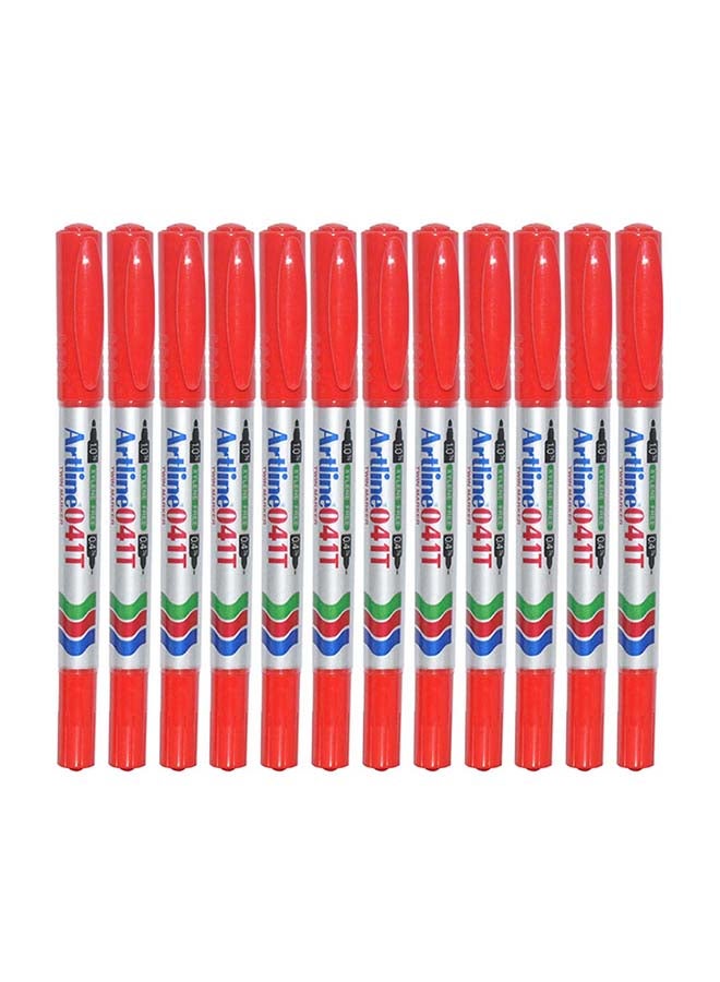 Artline 12-Piece 2 In 1 Permanent Marker Red - Image 1
