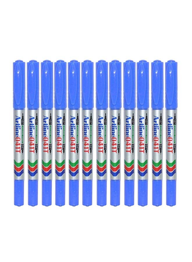Artline 12-Piece 2 In 1 Permanent Marker Blue - Image 1