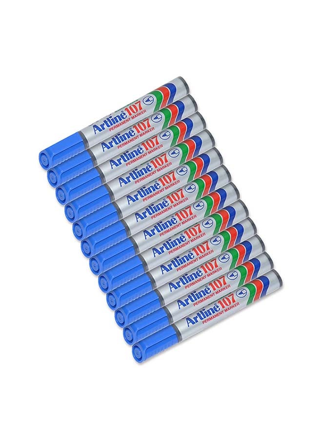 Artline 12-Piece Bullet Nib Permanent Marker Blue - Image 1