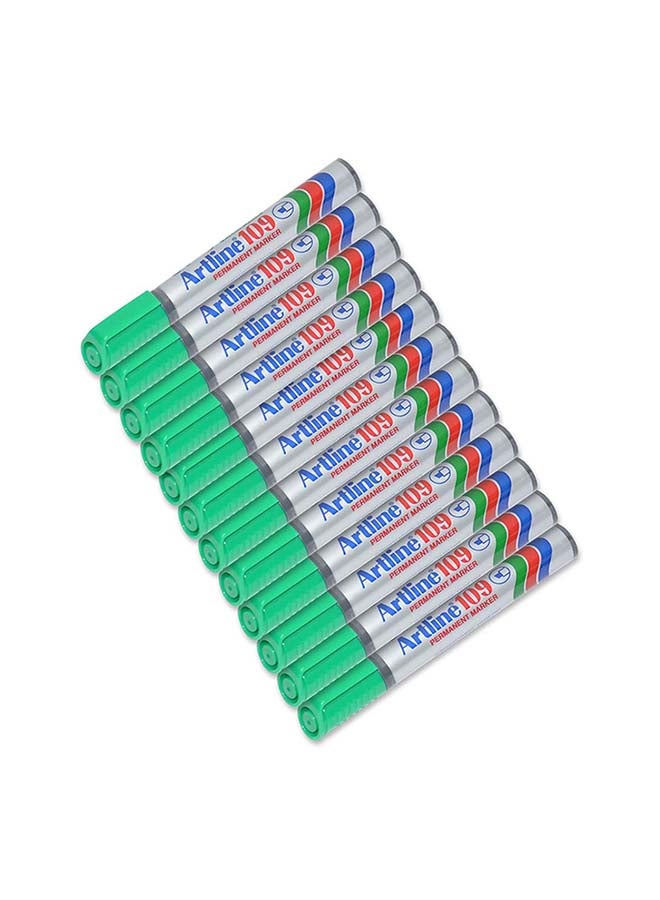 Artline 12-Piece Chisel Nib Permanent Marker Green - Image 1