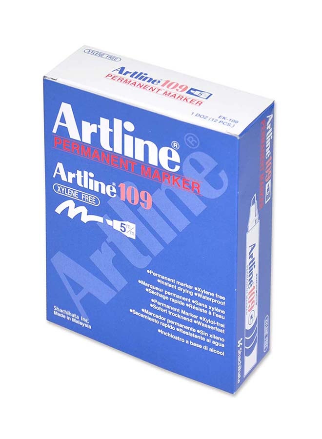 Artline 12-Piece Chisel Nib Permanent Marker Green - Image 3
