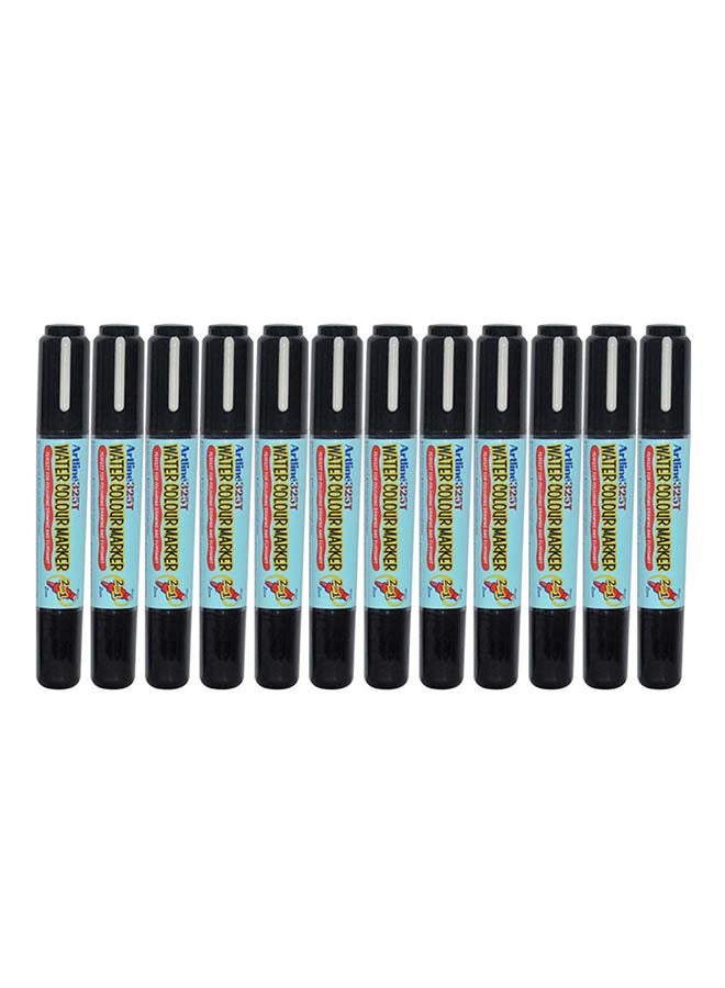Artline 12-Piece Twin Water Colour Marker Black - Image 1