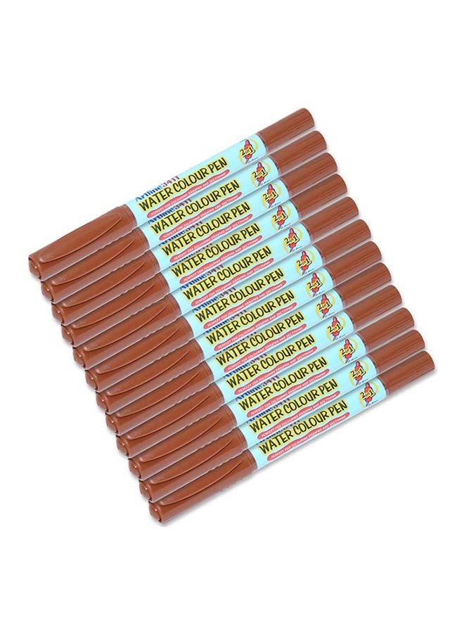 Artline 12-Piece Twin Water Colour Marker Brown - Image 1