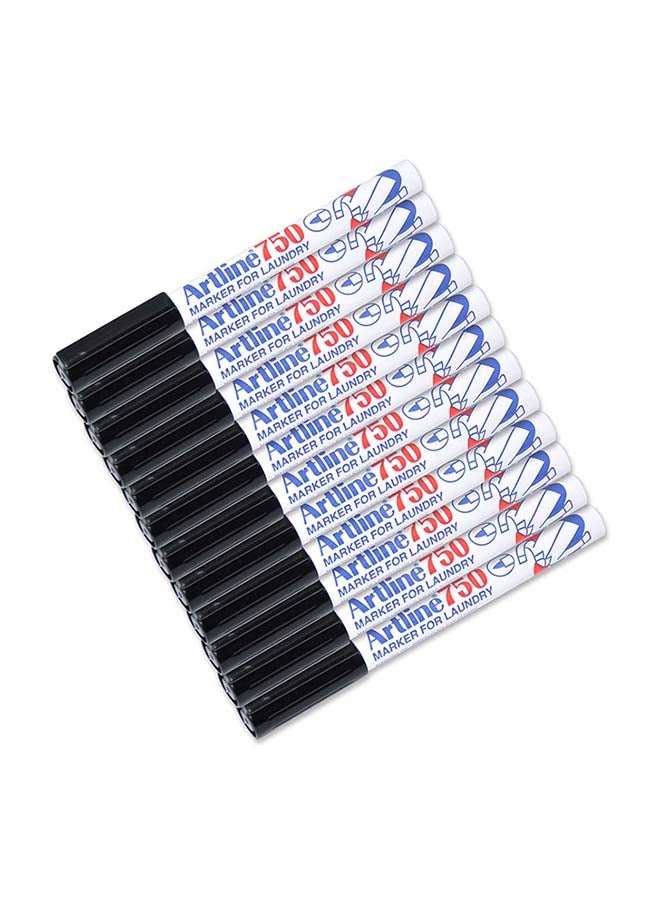 12-Piece Laundry Marker Black 