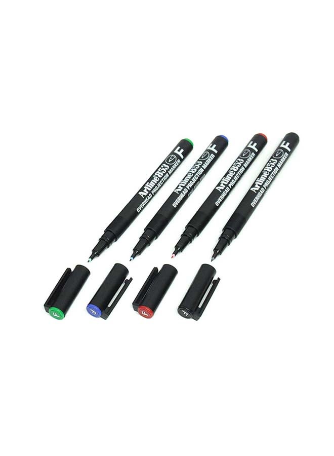 Artline 4-Piece Permanent OHP Marker Multicolour - Image 1