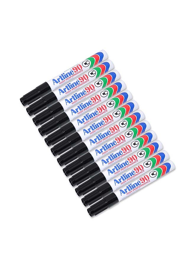 Artline 12-Piece Chisel Nib Permanent Marker Black  - Image 1