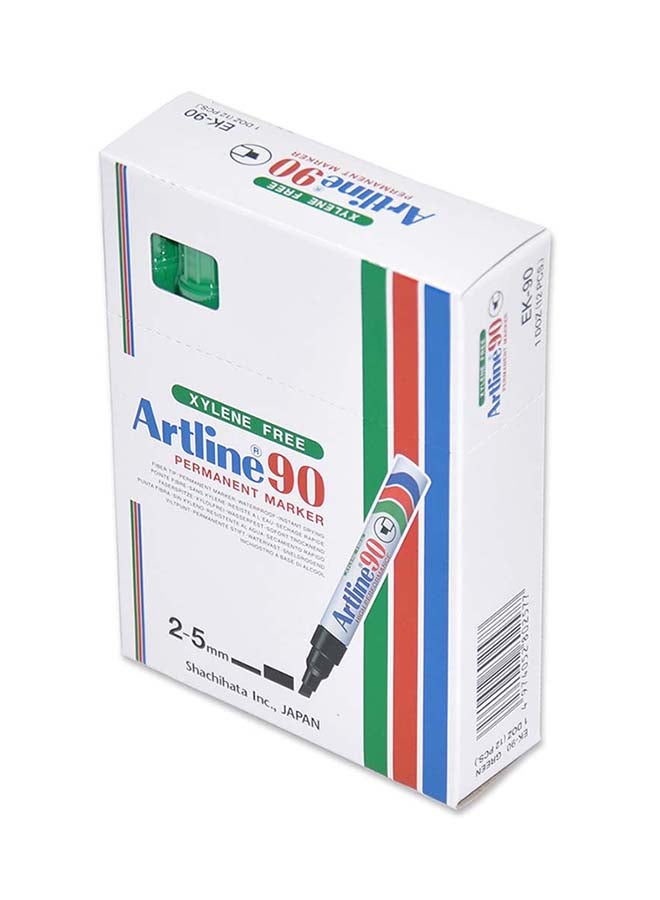 آرت لاين طقم أقلام ماركر دائم برأس مشطوف مكون من 12 قطعة أخضر - Image 3