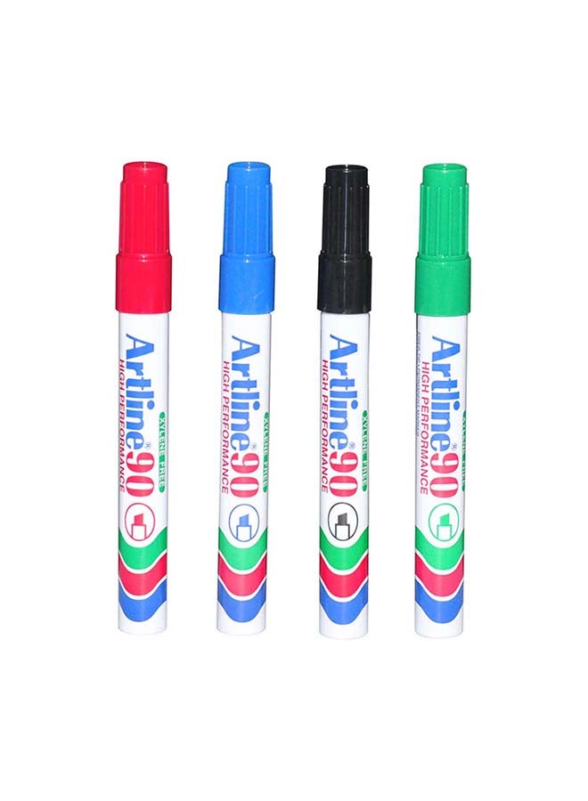 Artline 4-Piece Chisel Nib Permanent Marker Multicolour - Image 1
