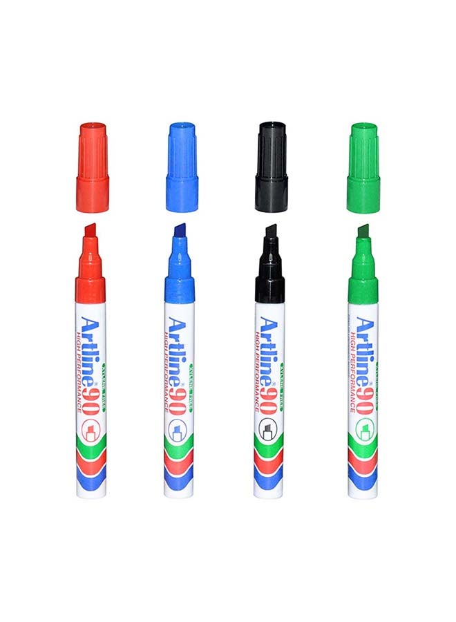 Artline 4-Piece Chisel Nib Permanent Marker Multicolour - Image 2