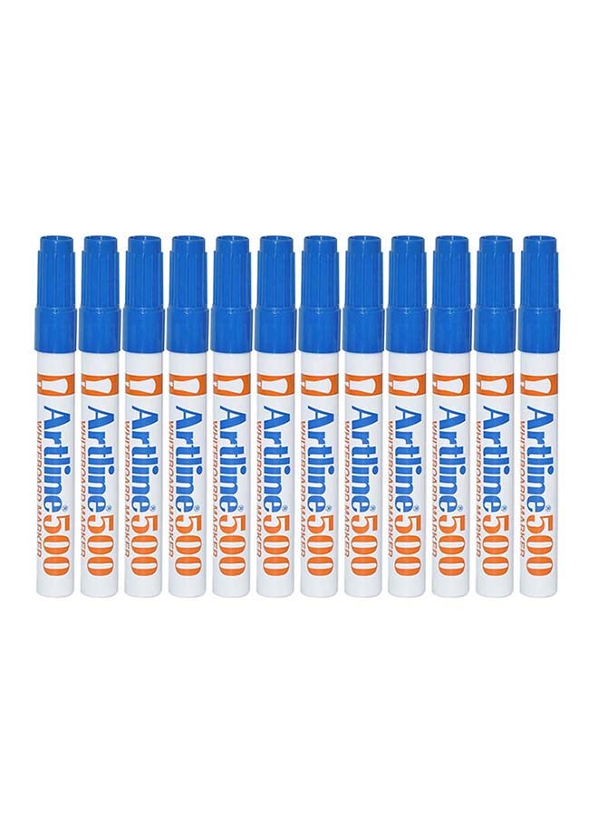 12-Piece Bullet Nib White Board Marker Blue