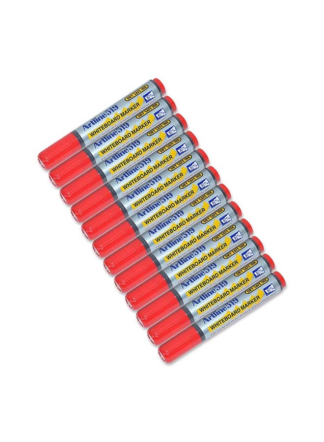 12-Piece Chisel Nib White Board Marker Red
