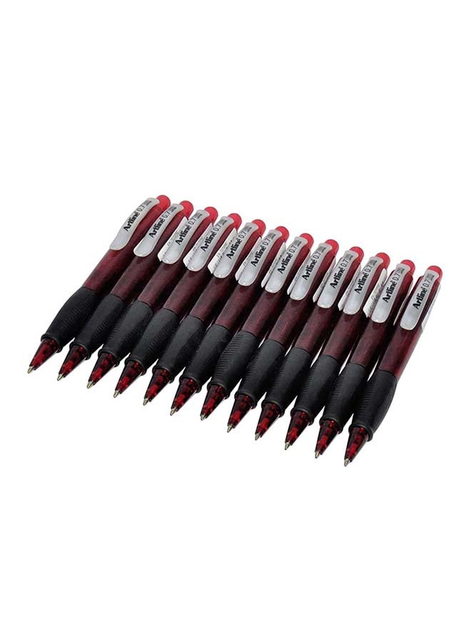 Artline 12-Piece Mechanical Pencil With Built-in Eraser Red  - Image 1