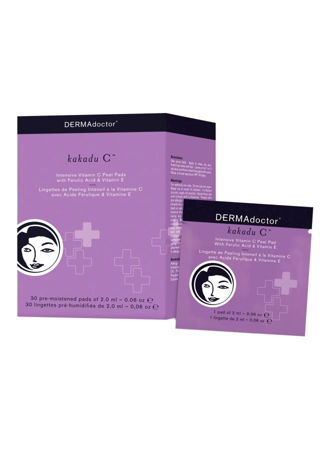 ديرما دكتور وسادات تقشير بفيتامين سي المكثف مكونة من 30 قطعة 60ملليلتر
