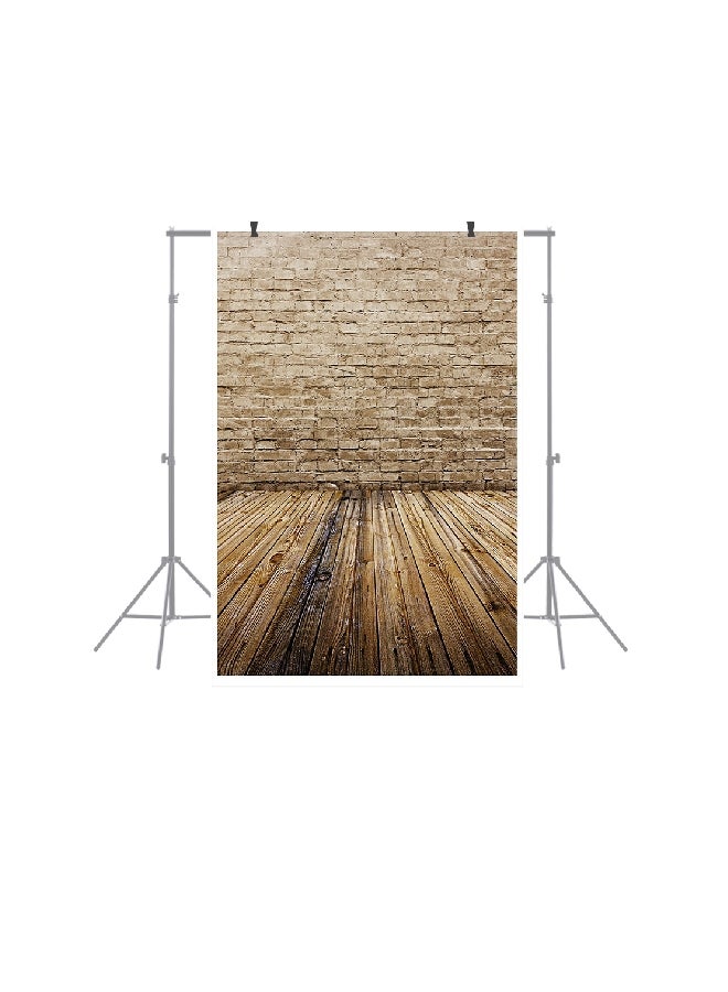 Brick Wall Wood Floor Pattern Photography Background Beige  - Image 1