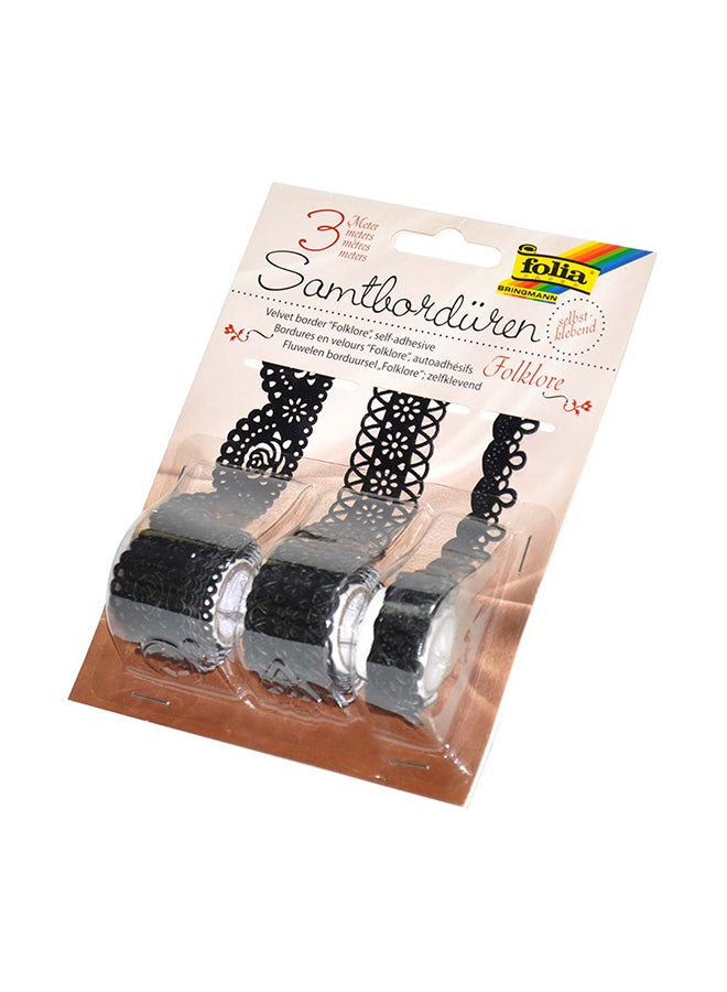 3-Rolls  Velvet Borders Self-Adhesive Multicolour