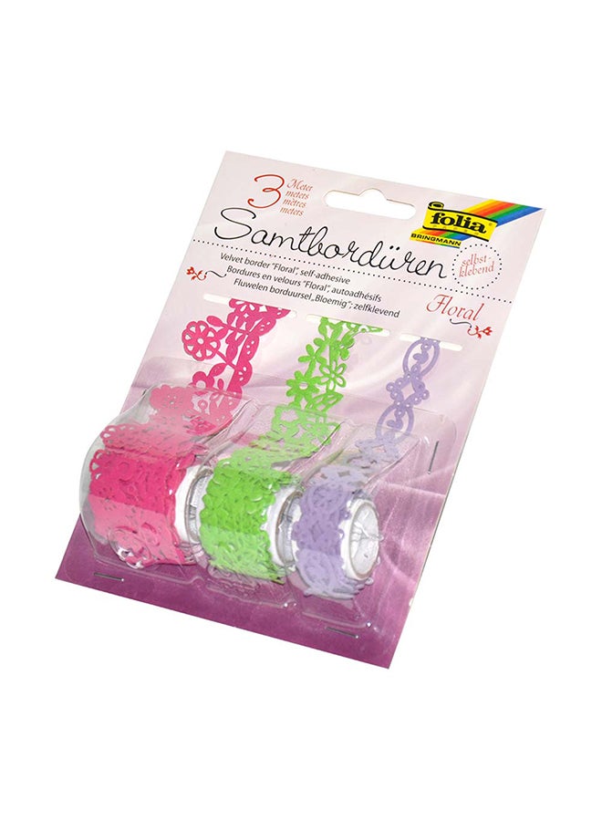 folia 3-Rolls  Velvet Borders Self-Adhesive Multicolour 