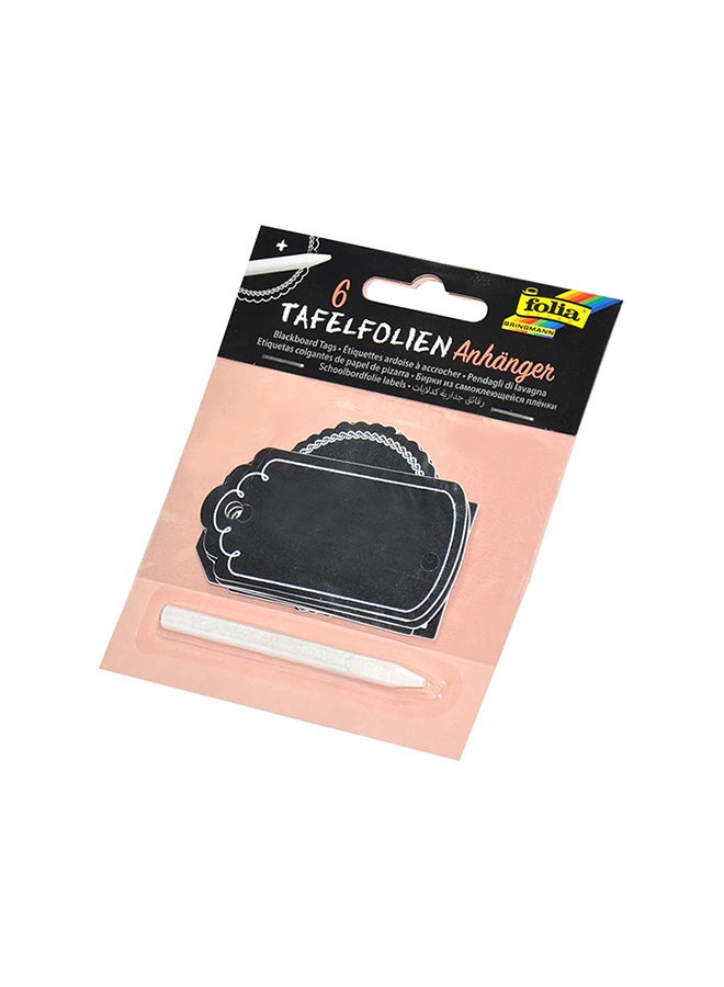 folia 6-Piece  Blackboard Tags with Soap Stone Pen Black  - Image 2