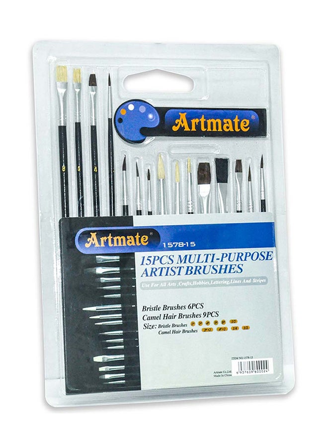 آرتمايت طقم فرش للرسم مكون من 15 قطعة متعدد الألوان - Image 2