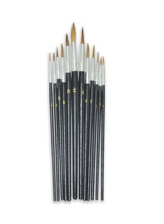 Artmate 12-Piece Round Pointed Tip Artist Paint Brush Set Multicolour  - Image 1