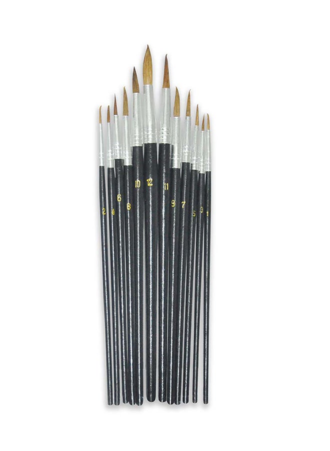 Artmate - 12-Piece Round Pointed Tip Artist Paint Brush Set Multicolour - Image 1