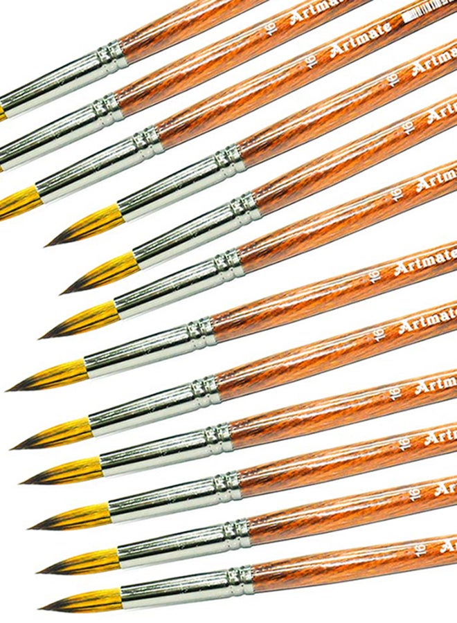 آرتمايت مجموعة فرش بتصميم مستدير مزودة بمقبض خشبي طويل مكونة من 12 قطعة متعدد الألوان - Image 2