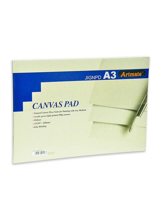 10-Sheet Canvas Drawing Pad,A3 White