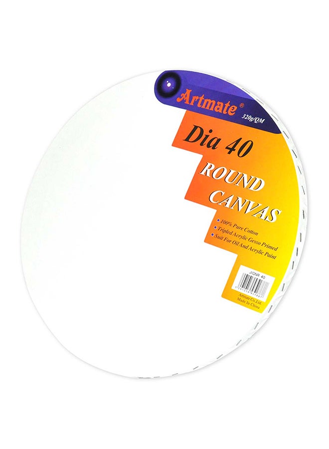 آرتمايت قماش كانفاس دائري الشكل مقاس 40 سم أبيض