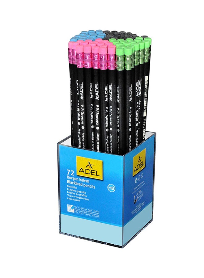 Adel 72-Piece Blacklead Pencil With Eraser Tip Multicolour  - Image 1