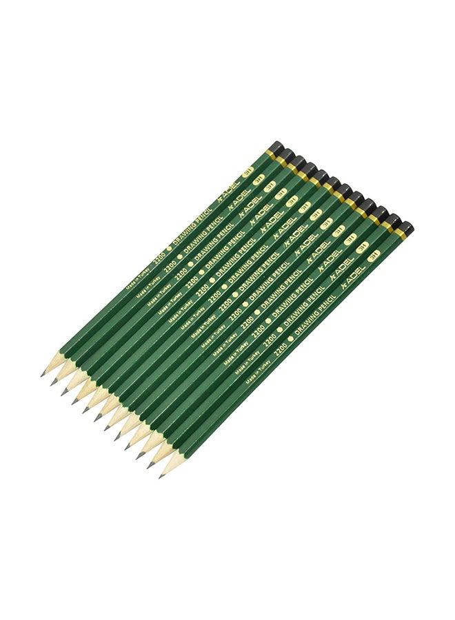 Adel 12-Piece Drawing Pencil 3H Multicolour  - Image 1