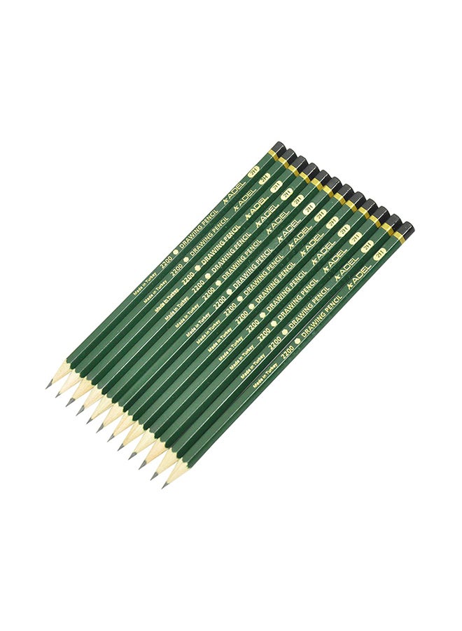 Adel 12-Piece Drawing Pencil 2H Multicolour  - Image 1