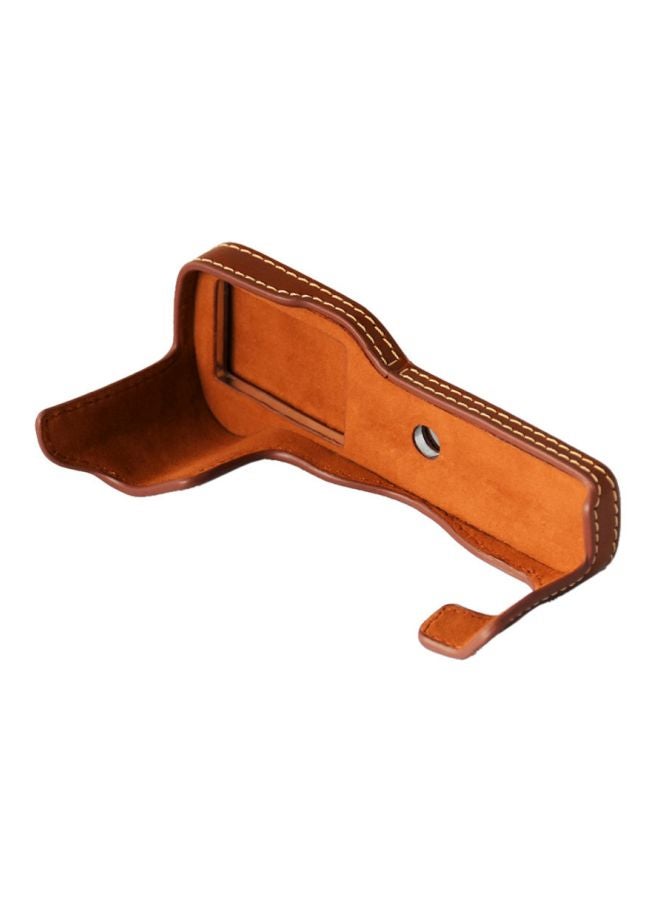 PU Leather Protective Half Body Case For Fujifilm Fuji X-T3/XT3/X-T2/XT2 Brown - Image 1